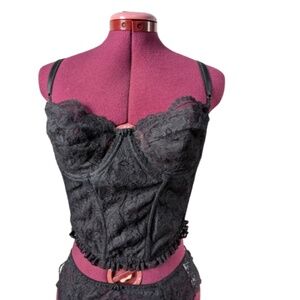 Oscar de la Renta vintage 90s bustier and garter, black, size M